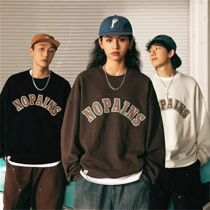 Double Suede Applique Embroidered Sweatshirt