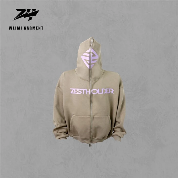 Full Zip Up Hoodie Screen Print China Factory
