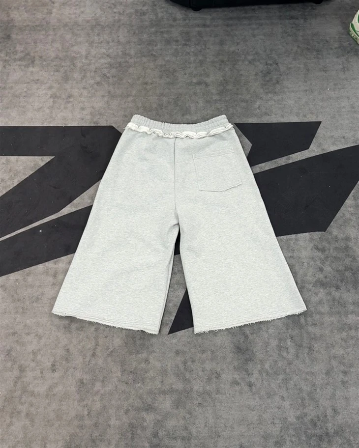 Gray Ruffled Culottes Shorts Elastic Waist Wide Leg Kornit DTG Print best Gray Ruffled Culottes Shorts Elastic Waist Wide Leg Kornit DTG Print best