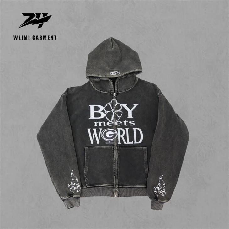 Mix Craft Hoodie Rivet Screenprint in Factory
