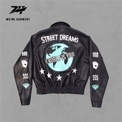 Pu Black Jackets Embroidery Logo