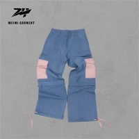 Two Pocket Jeans Patchwork With Embroidery Logo