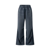 Wholesale OEM Acid Wash Wide Leg Heavyweight Cotton Sweatpants Kornit DTG Print