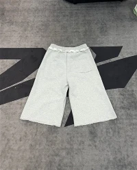 Wholesale OEM Cotton Shorts Gray Ruffled Culottes Elastic Waist Wide Leg Kornit DTG Print