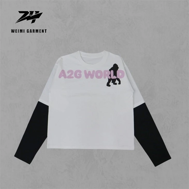Mock Two-piece Shirt And Sweatshirt With Screen Print Mock Two-piece Shirt And Sweatshirt With Screen Print