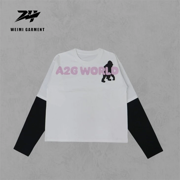 Mock Two-piece Shirt And Sweatshirt With Screen Print