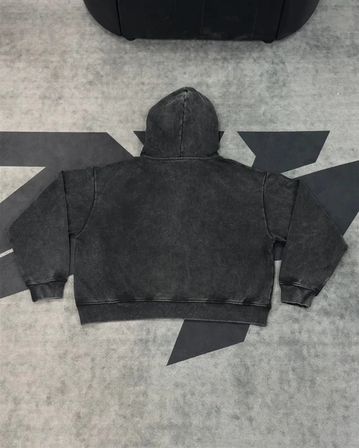Wholesale OEM Acid Medium Wash Oversized Heavyweight Zip Up Hoodie Kornit DTG Print best Wholesale OEM Acid Medium Wash Oversized Heavyweight Zip Up Hoodie Kornit DTG Print best