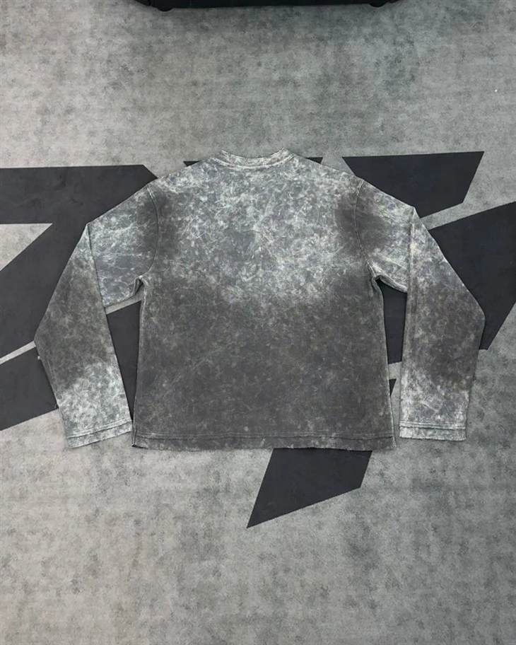 Wholesale OEM Acid Wash Oversized Waffle Henley Shirt Kornit DTG Print factory Wholesale OEM Acid Wash Oversized Waffle Henley Shirt Kornit DTG Print factory