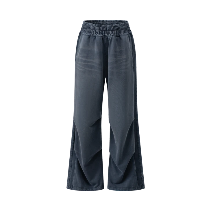 Wholesale OEM Acid Wash Wide Leg Heavyweight Cotton Sweatpants Kornit DTG Print