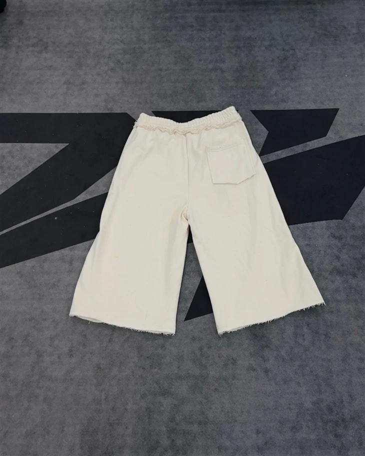 Wholesale OEM Cotton Shorts Cream White Ruffled Culottes Elastic Waist Wide Leg Kornit DTG Print suppliers
