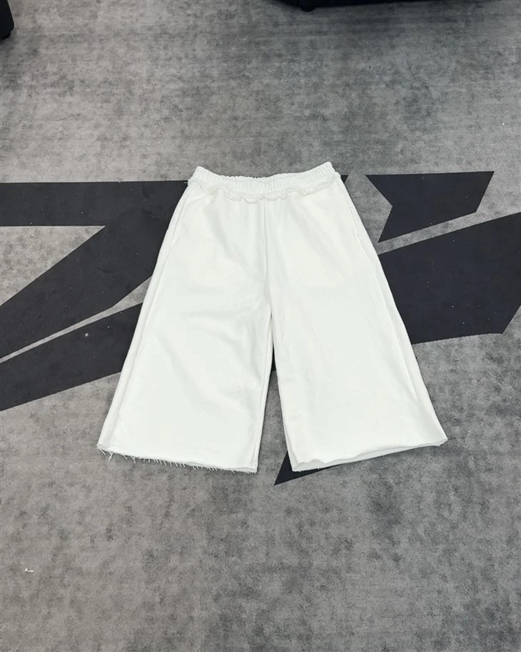 Wholesale OEM Cotton Shorts Light White Ruffled Culottes Elastic Waist Wide Leg Kornit DTG Print