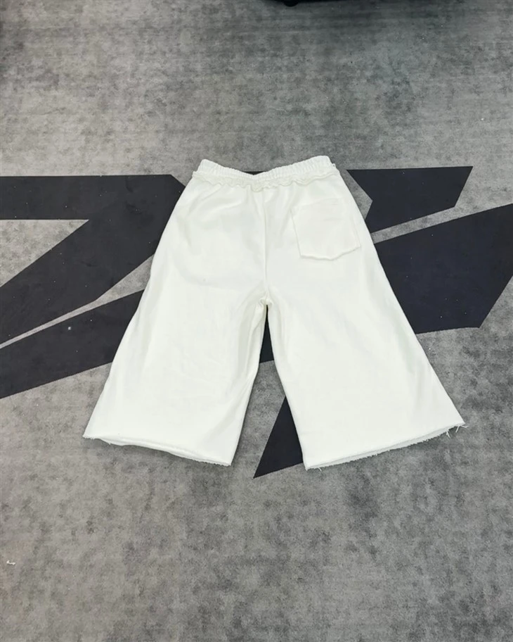 Wholesale OEM Cotton Shorts Light White Ruffled Culottes Elastic Waist Wide Leg Kornit DTG Print suppliers