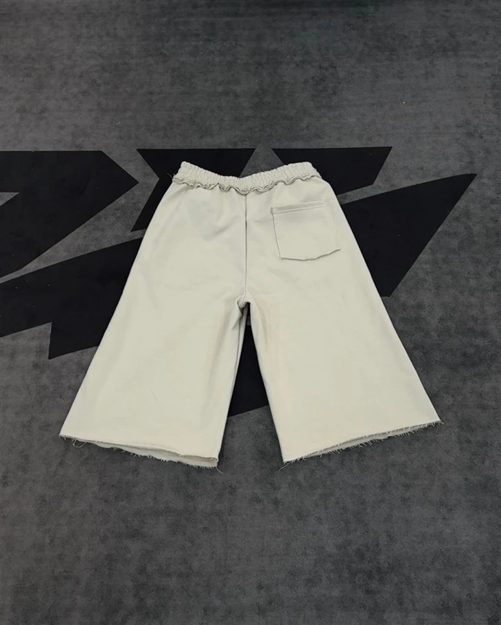 Wholesale OEM Cotton Shorts Off White Ruffled Culottes Elastic Waist Wide Leg Kornit DTG Print suppliers Wholesale OEM Cotton Shorts Off White Ruffled Culottes Elastic Waist Wide Leg Kornit DTG Print suppliers