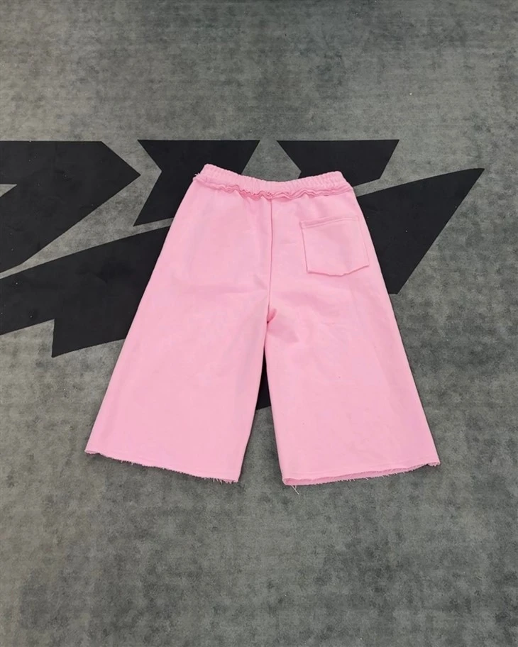 Wholesale OEM Cotton Shorts Pink Ruffled Culottes Elastic Waist Wide Leg Kornit DTG Print suppliers Wholesale OEM Cotton Shorts Pink Ruffled Culottes Elastic Waist Wide Leg Kornit DTG Print suppliers