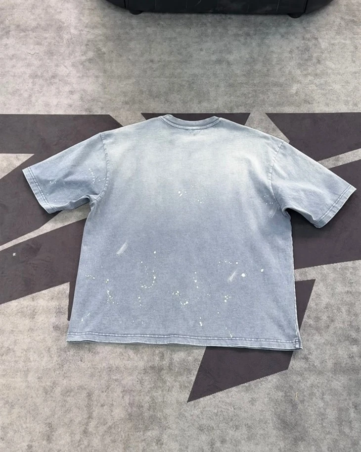 Wholesale OEM Distressed Splatter Wash Heavyweight T Shirt Kornit DTG Print high quality Wholesale OEM Distressed Splatter Wash Heavyweight T Shirt Kornit DTG Print high quality