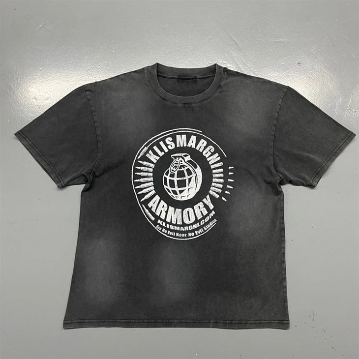 Wholesale OEM Oversized Acid Wash Heavyweight Cotton T Shirt Kornit DTG Print factory Wholesale OEM Oversized Acid Wash Heavyweight Cotton T Shirt Kornit DTG Print factory
