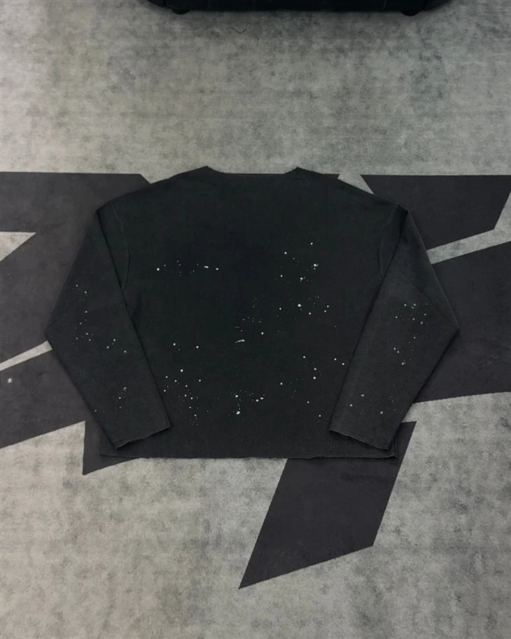 Wholesale OEM Splatter Wash Waffle Long Sleeve T Shirt Kornit DTG Print best Wholesale OEM Splatter Wash Waffle Long Sleeve T Shirt Kornit DTG Print best