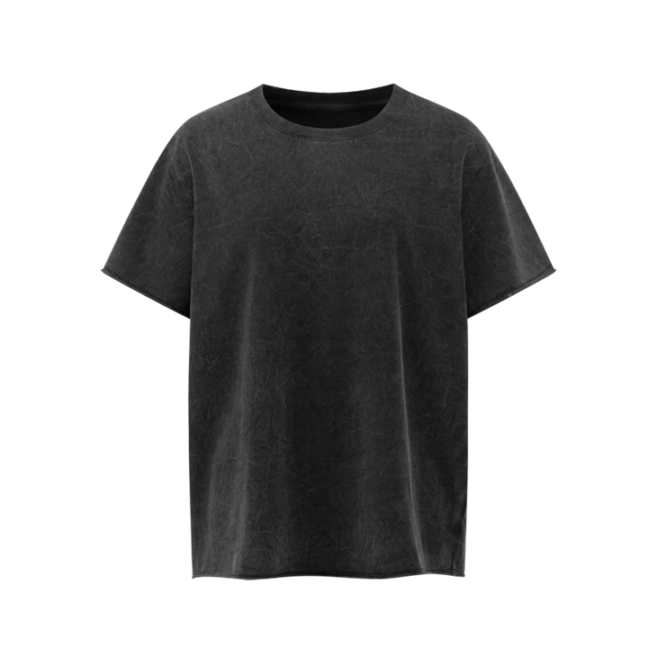 Wholesale OEM Vintage Acid Wash Heavyweight Cotton T Shirt Kornit DTG Print